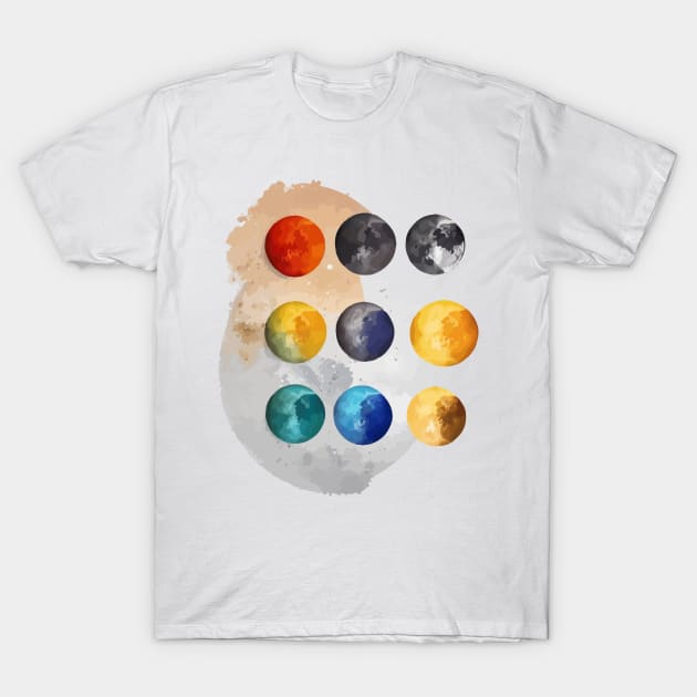 Lunar Phases Unveiled - Embrace the Dance of the Moon T-Shirt by Moulezitouna